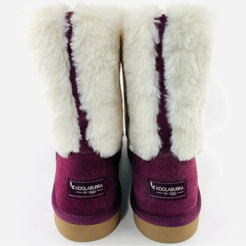 NEW Koolaburra by UGG Women’s Faux Fur Winter Boots Size 9 US - Plum & White - Picture 6 of 15